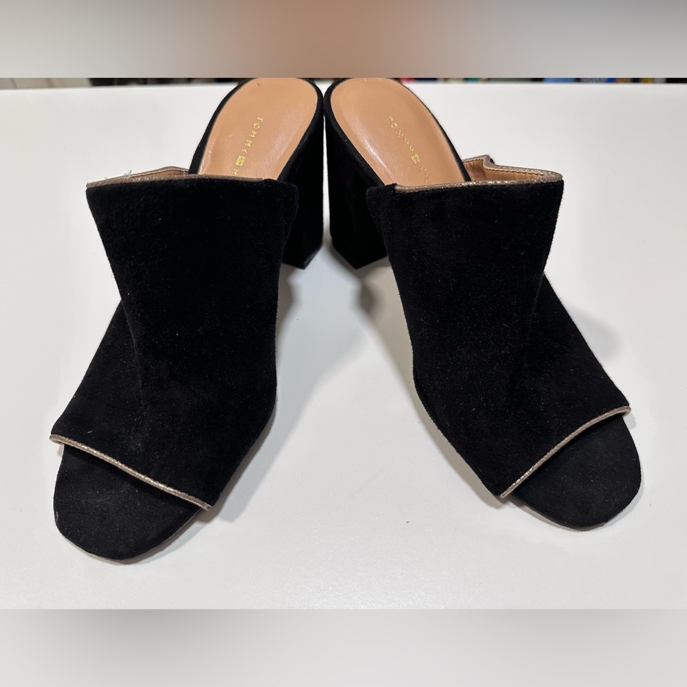 Tommy Hilfiger Black Suede Open-Toe Mules